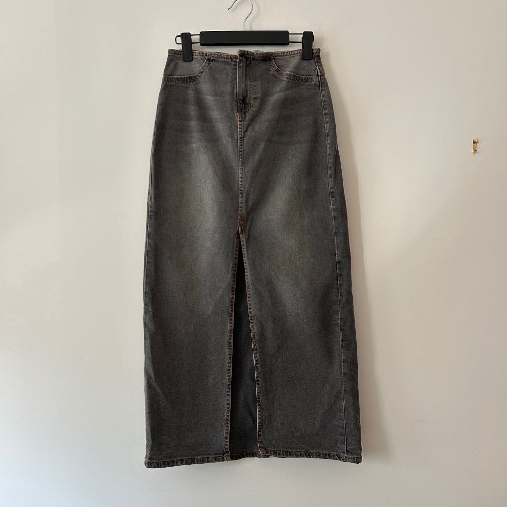 NWT H&M Divided Denim Maxi Skirt with Front Slit